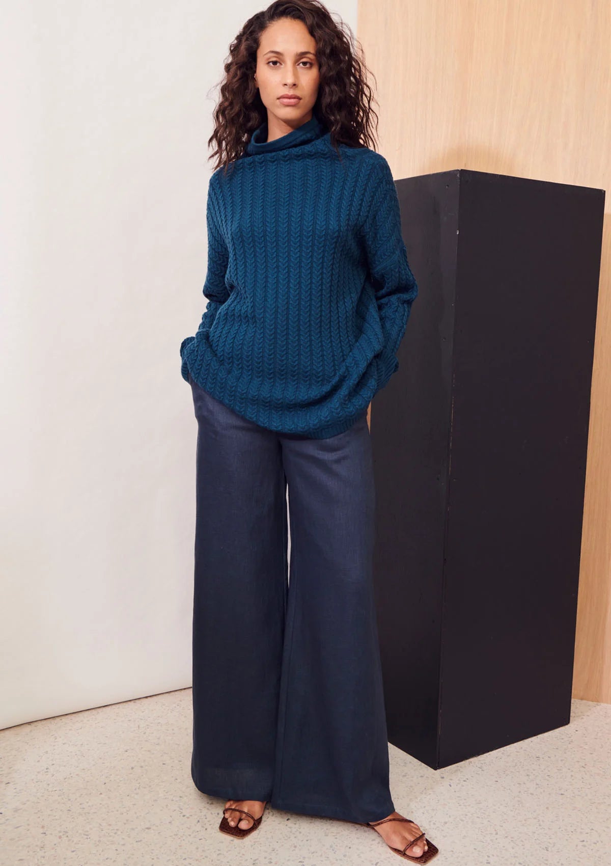 Apartment Clothing Dara Cable Knit in Bluestone - the tartan fox