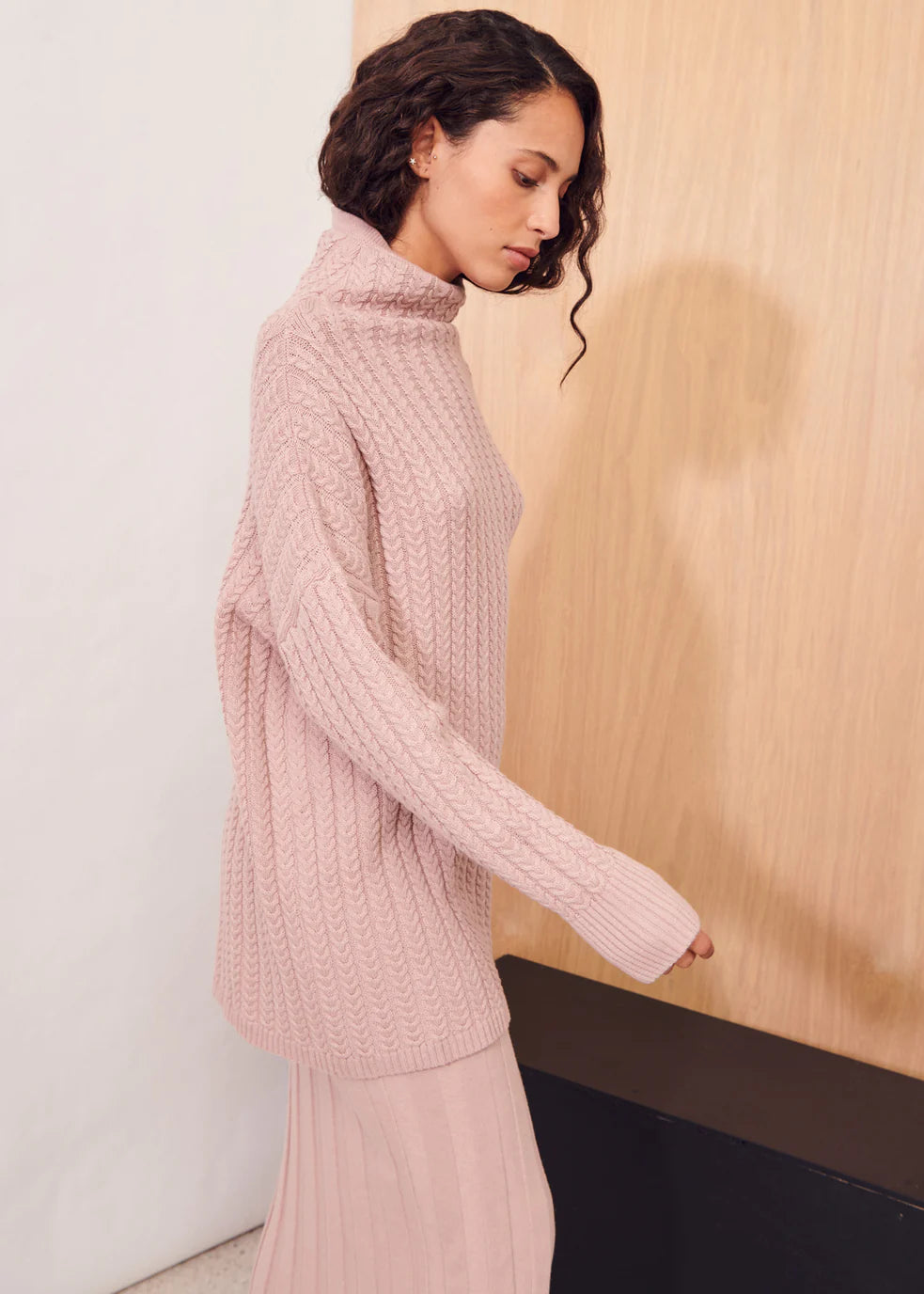 Apartment Clothing Dara Cable Knit in Blush - the tartan fox