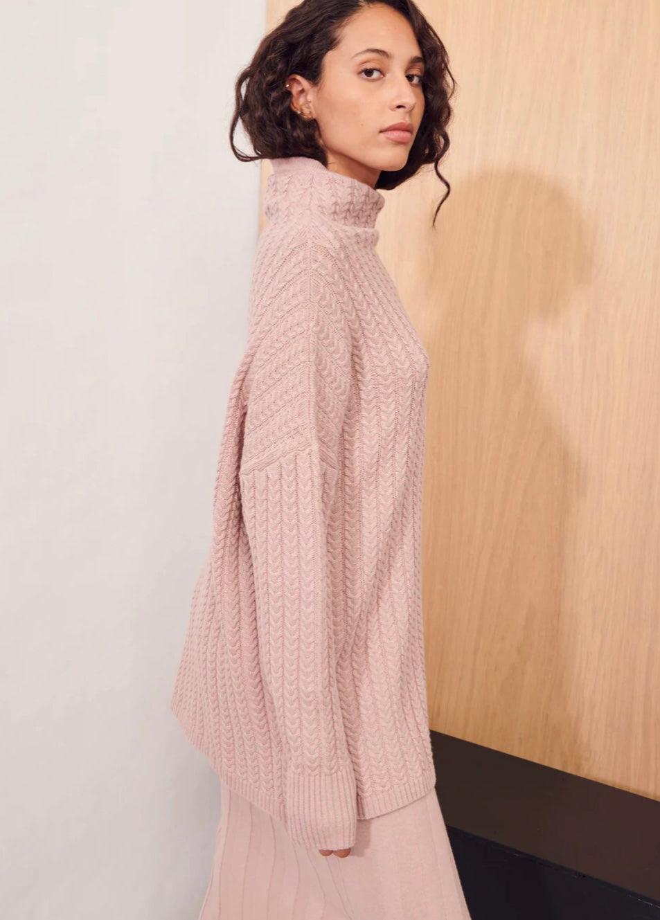 Apartment Clothing Dara Cable Knit in Blush - the tartan fox