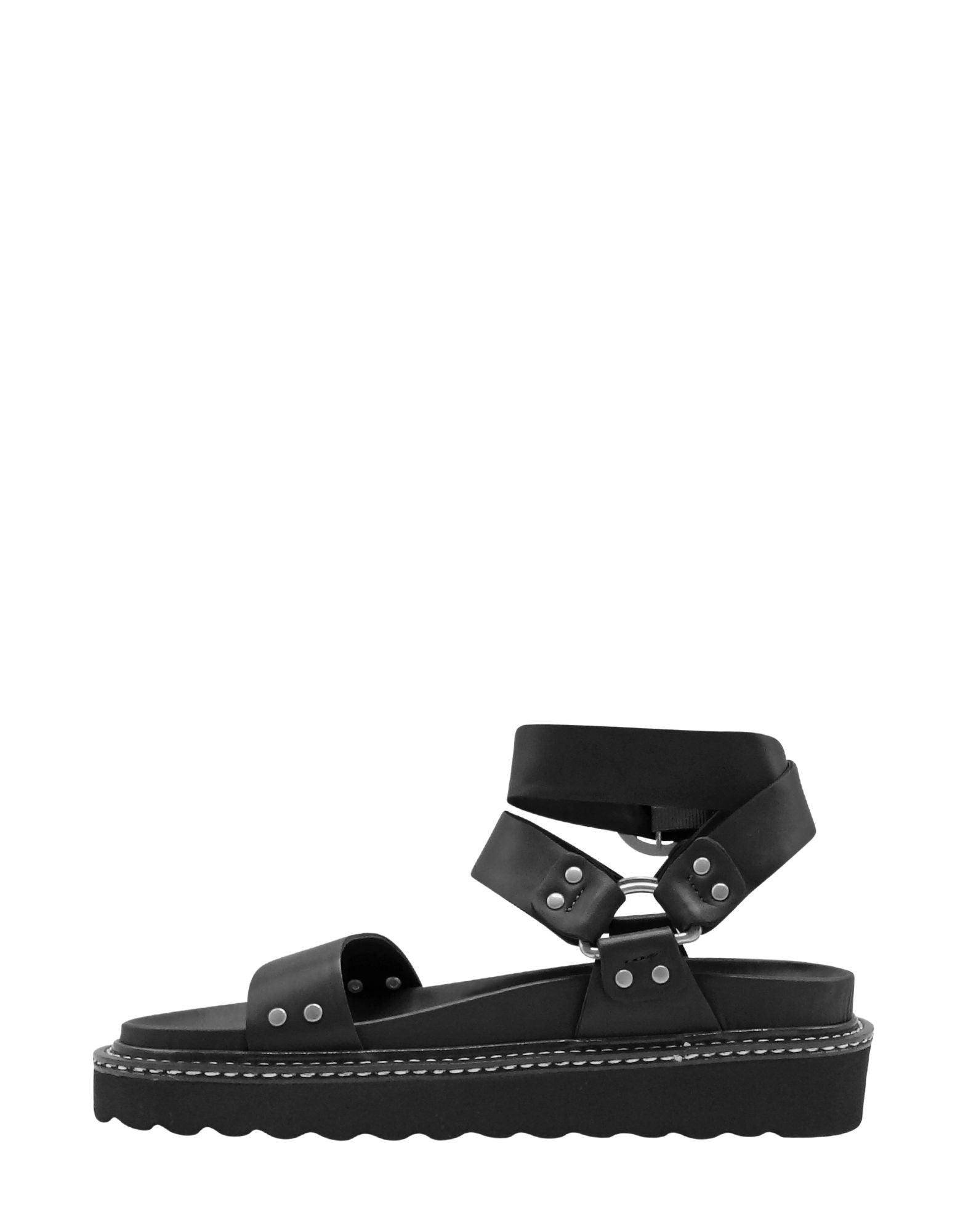 Caverley Burt Sandal in Black with White Welt - the tartan fox