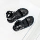 Caverley Burt Sandal in Black with White Welt - the tartan fox