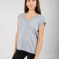 CC Heart Basic V-neck T-shirt in Light Grey - the tartan fox