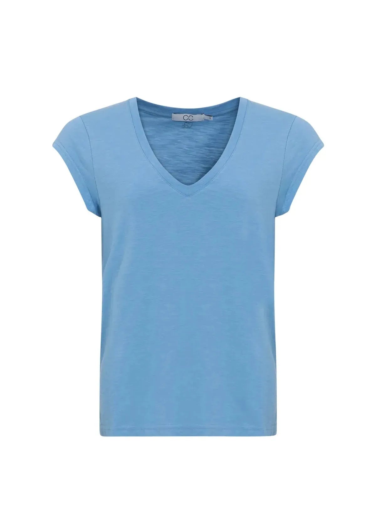 CC Heart Basic V-neck T-shirt in Powder Blue - the tartan fox