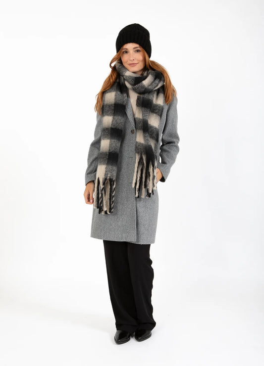 CC Heart Big Check Scarf in Black/Off White Mix - the tartan fox