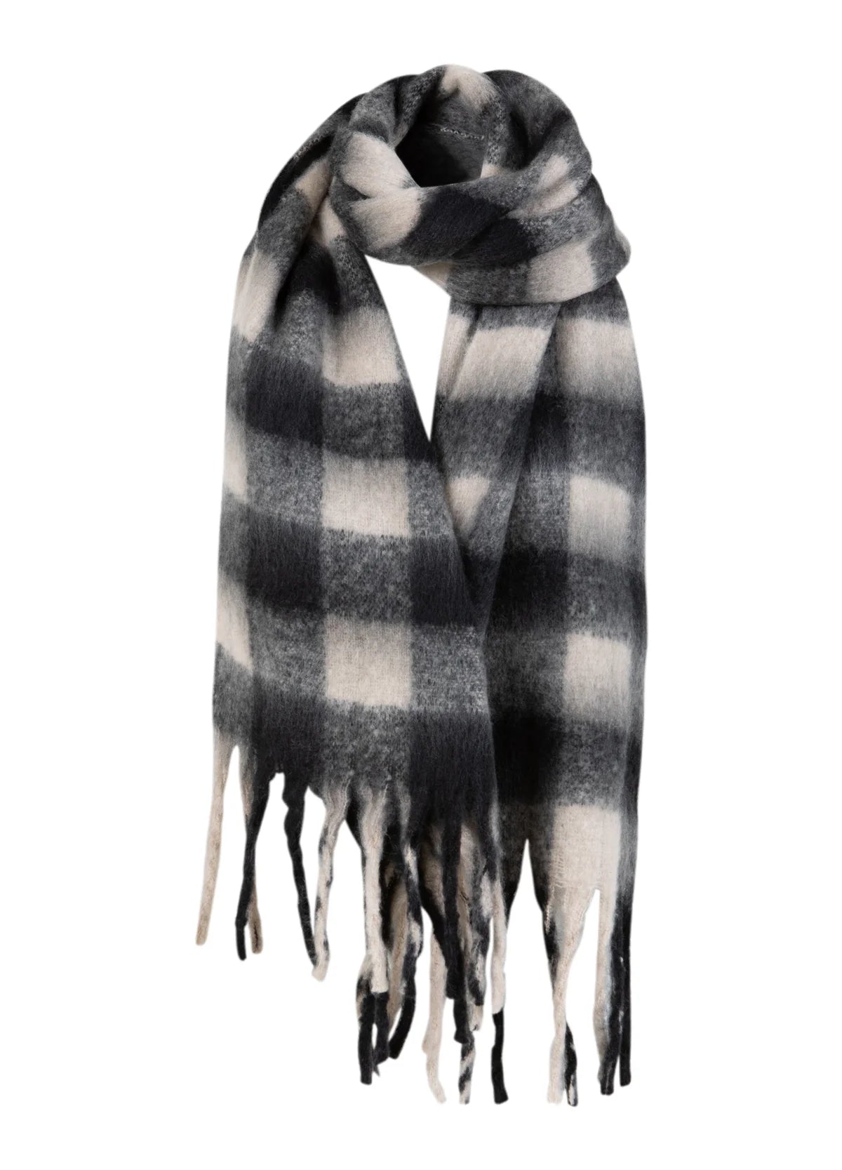 CC Heart Big Check Scarf in Black/Off White Mix - the tartan fox