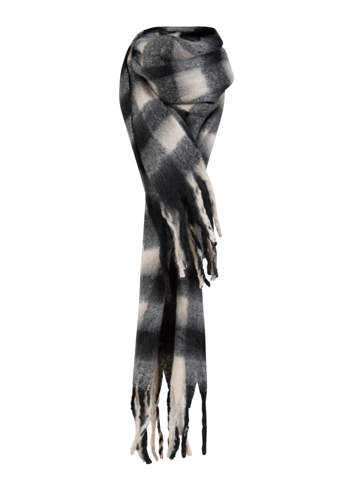 CC Heart Big Check Scarf in Black/Off White Mix - the tartan fox