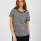 CC Heart Stripe T-Shirt Short Sleeve in Night Sky Blue and Cream - the tartan fox