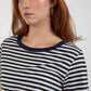 CC Heart Stripe T-Shirt Short Sleeve in Night Sky Blue and Cream - the tartan fox