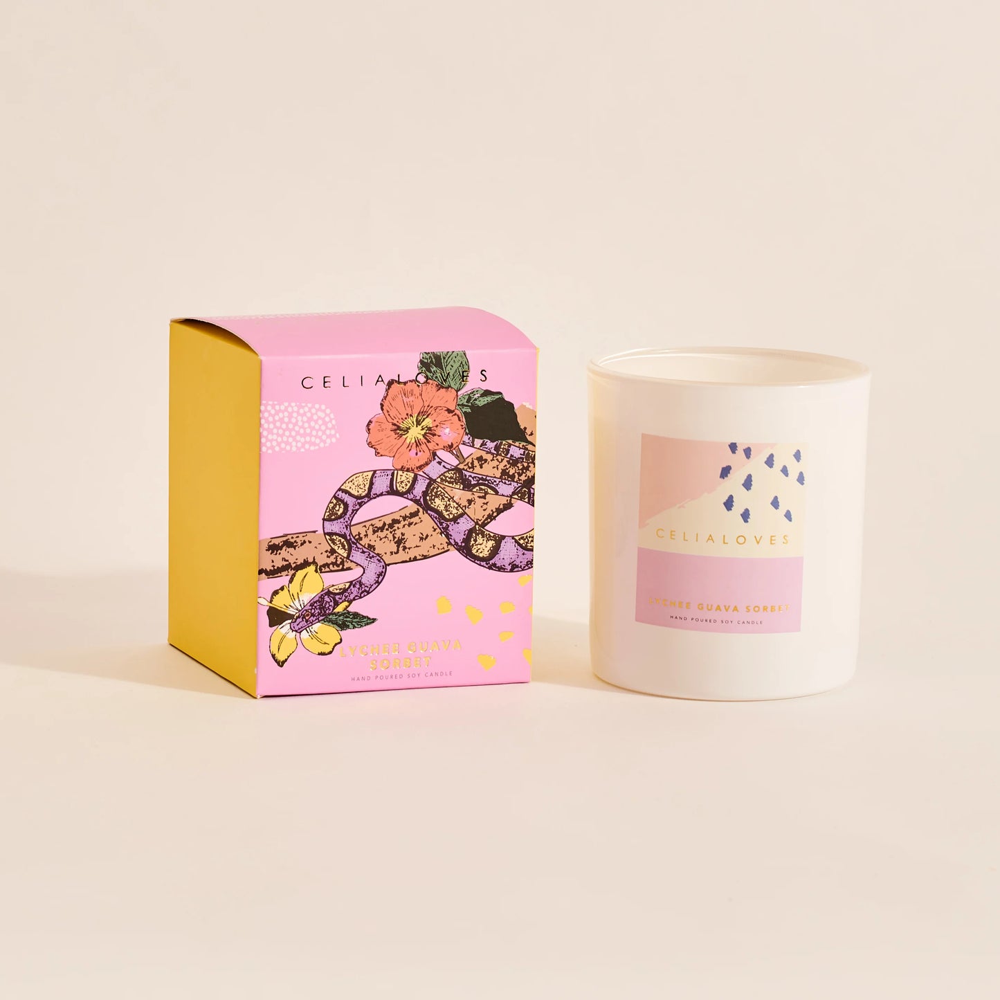 Celia Loves Lychee Guava Sorbet Candle - the tartan fox