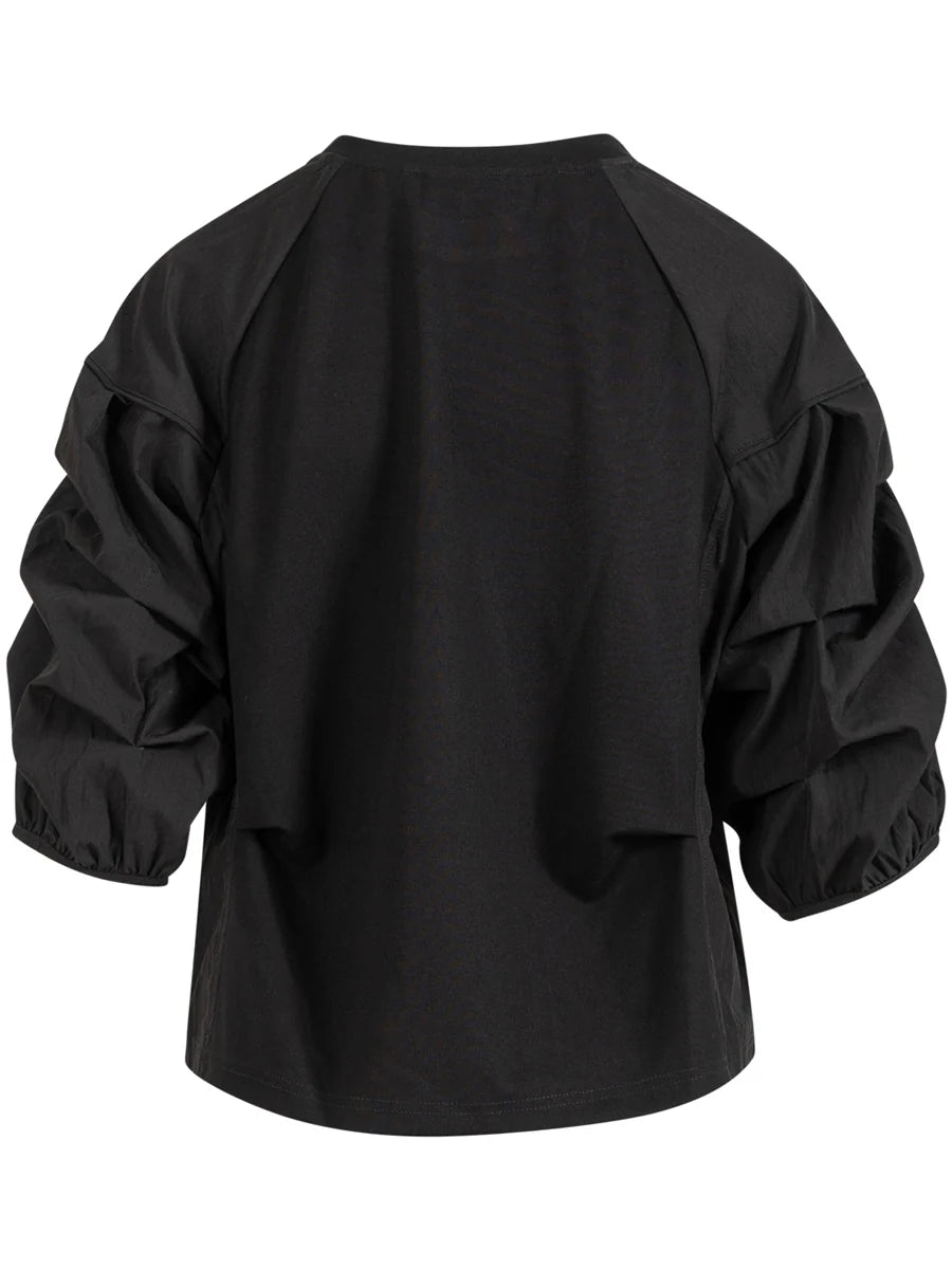 COSTER Blouse mix with Puffy Sleeve in Black - the tartan fox