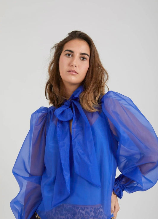 Coster Bow Shirt in High Blue - the tartan fox