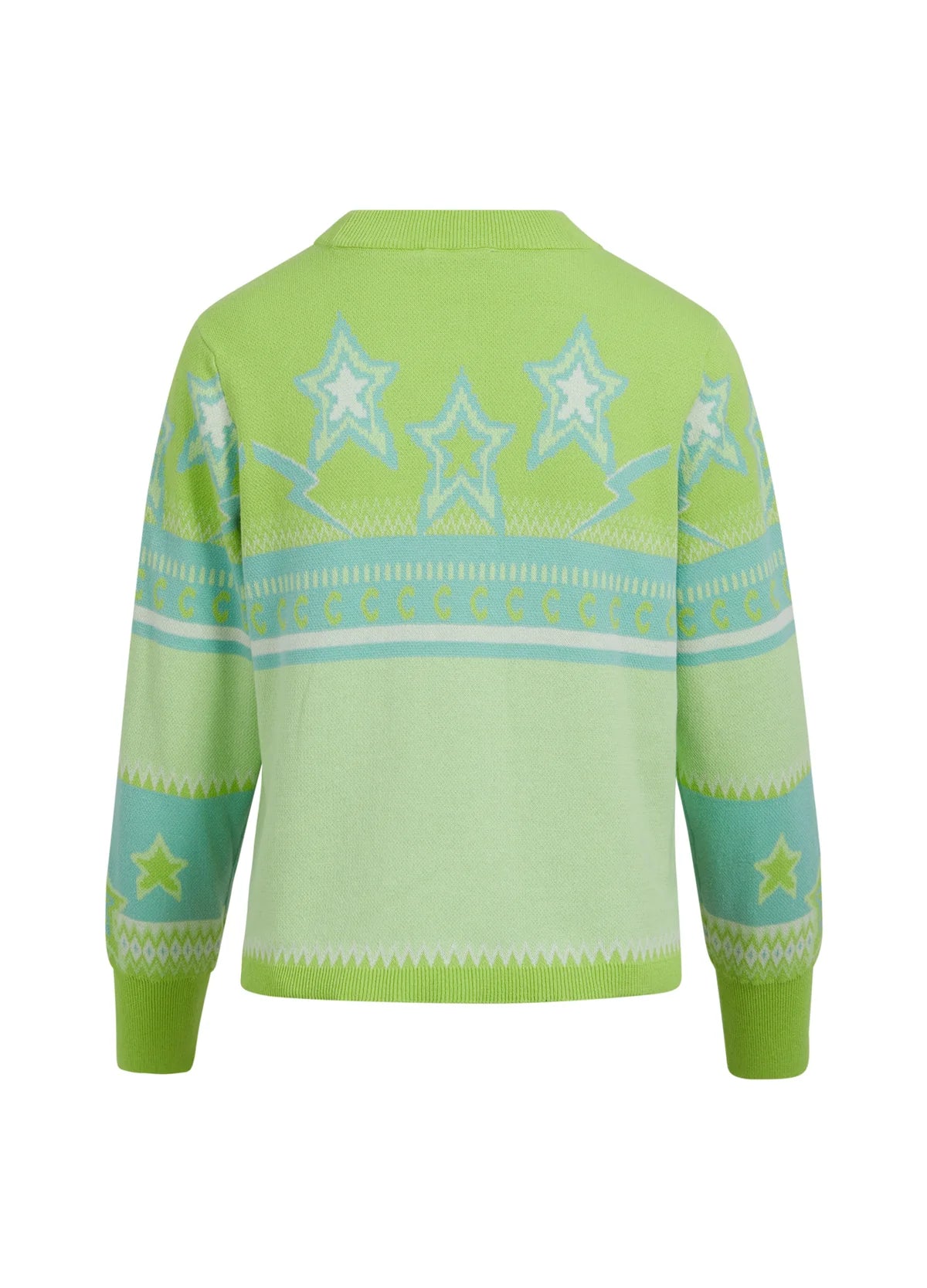 Coster Knit with Jacquard Patter in Flashy Green - the tartan fox