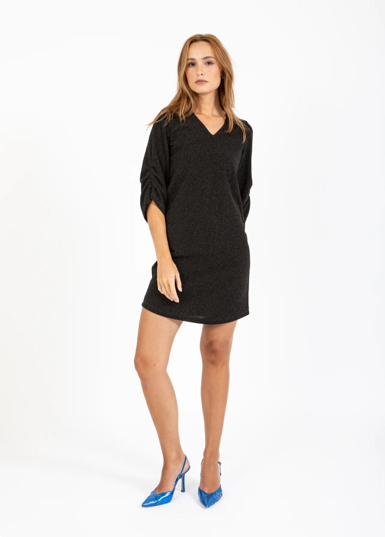 COSTER Short Shimmer Dress in Black Glitter - the tartan fox