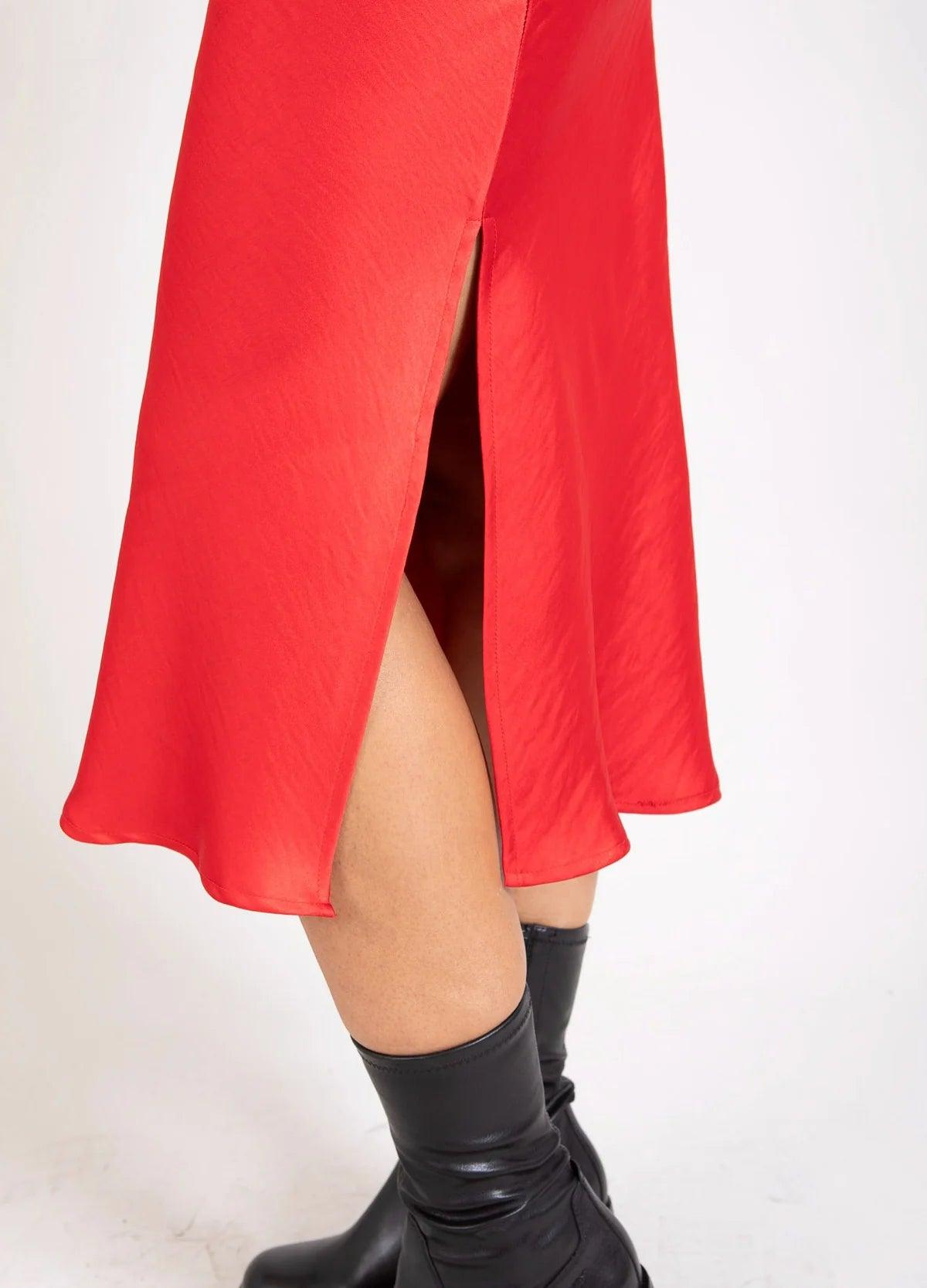 Coster Skyler Mid Length Skirt in Red - the tartan fox