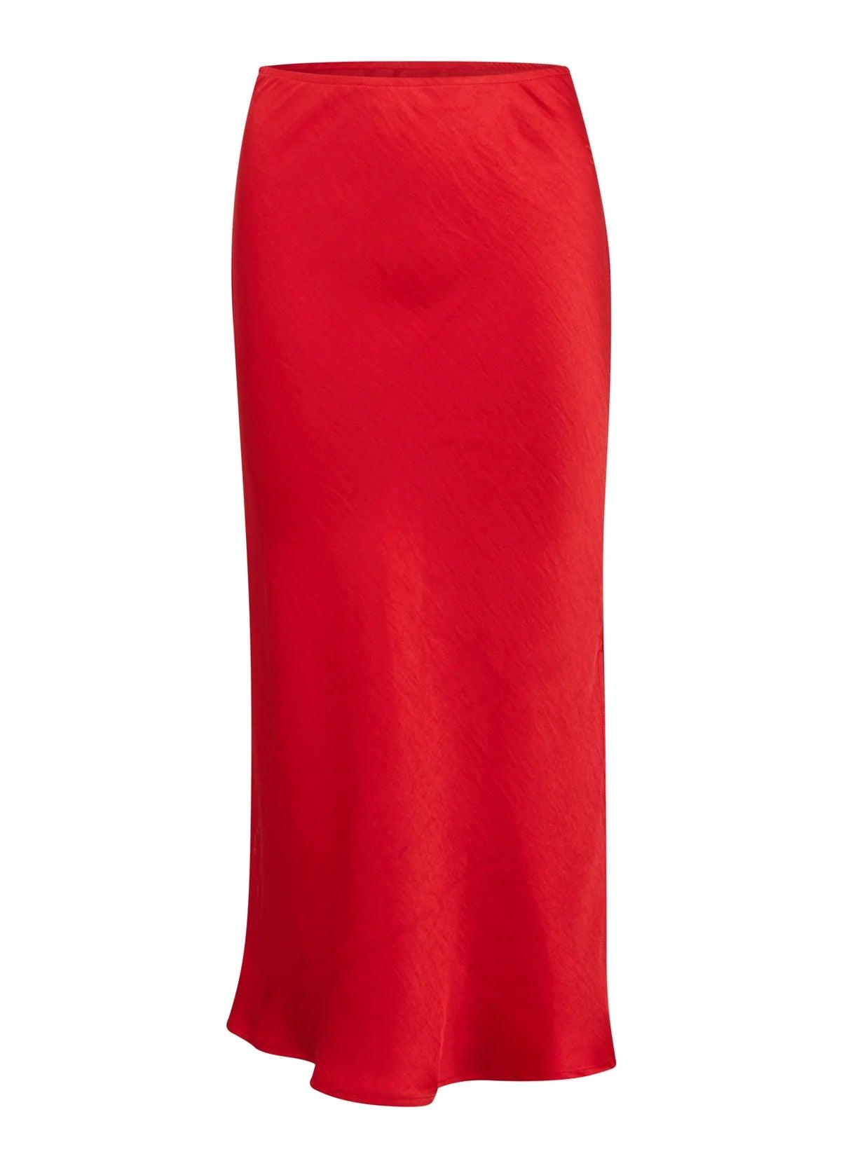 Coster Skyler Mid Length Skirt in Red - the tartan fox