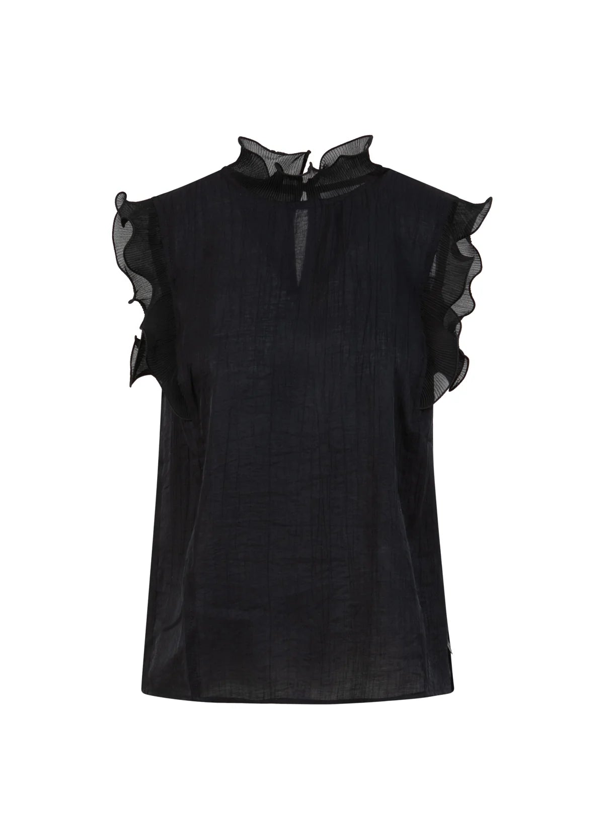 COSTER Top with Ruffles in Black - the tartan fox