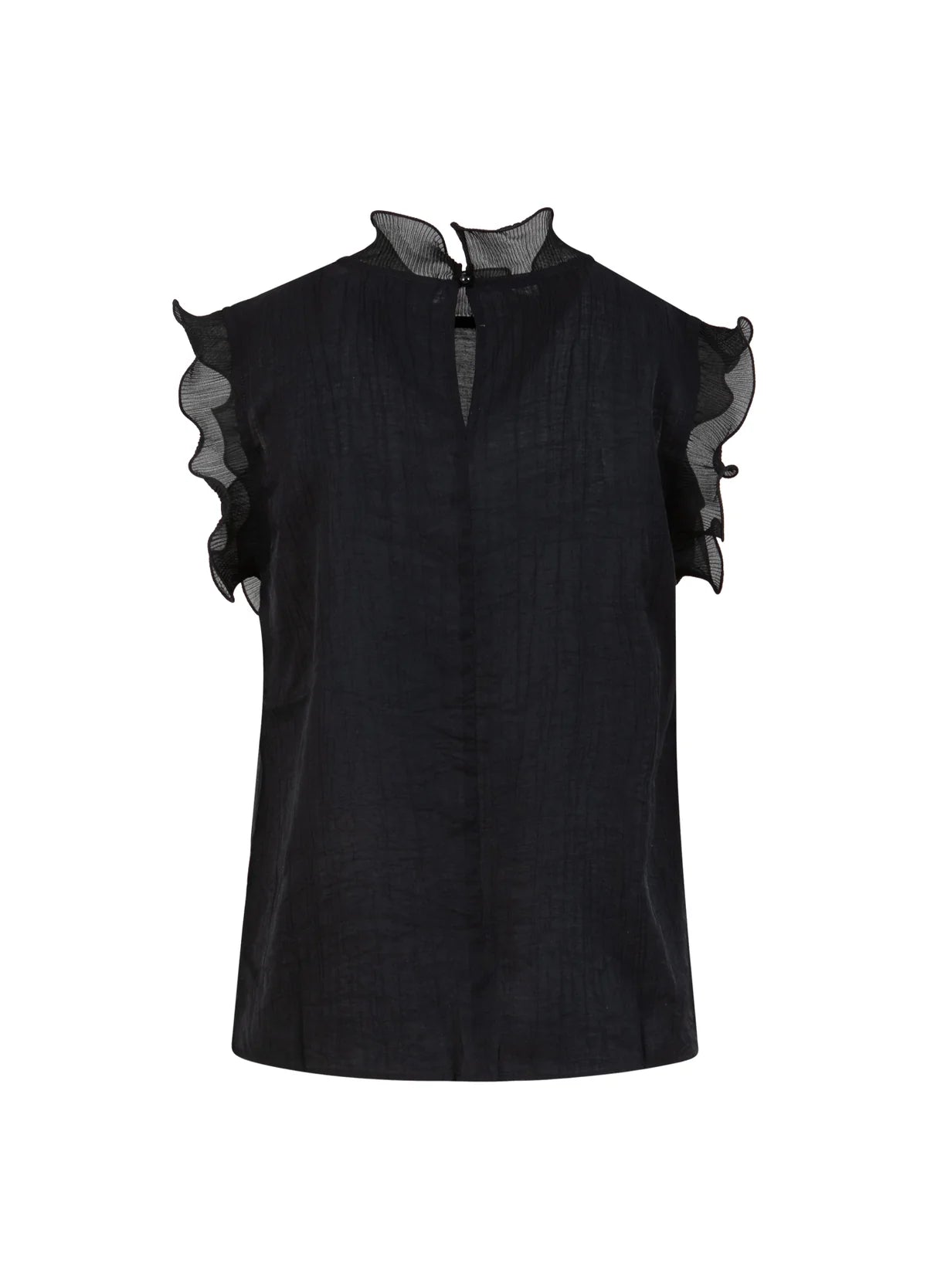 COSTER Top with Ruffles in Black - the tartan fox