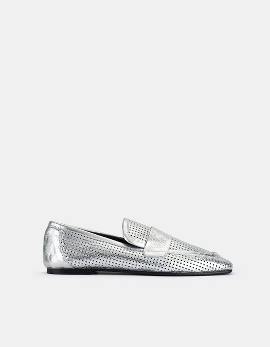 DOF Emilia Loafer in Argento Leather - the tartan fox