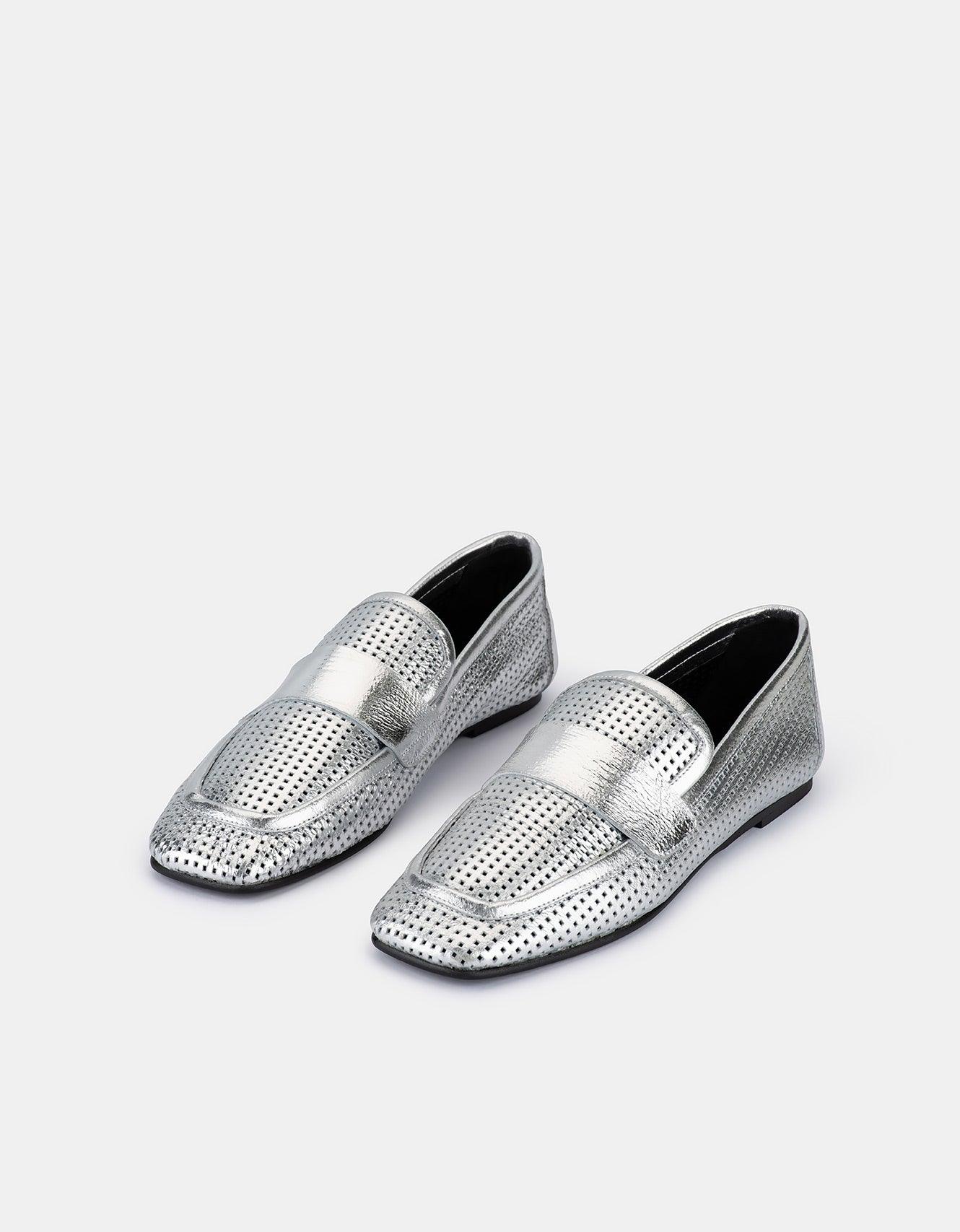 DOF Emilia Loafer in Argento Leather - the tartan fox