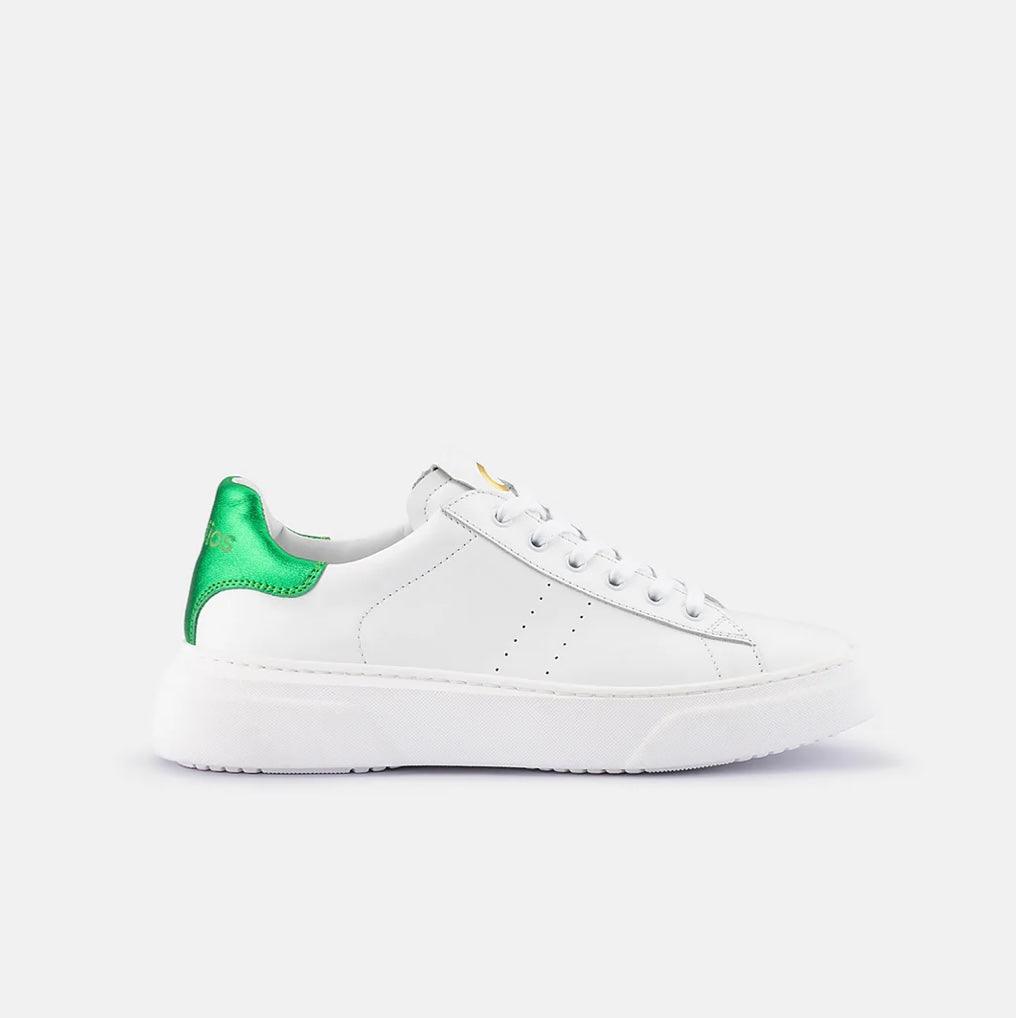 DOF Sofia Sneaker in White/Green Metallic - the tartan fox