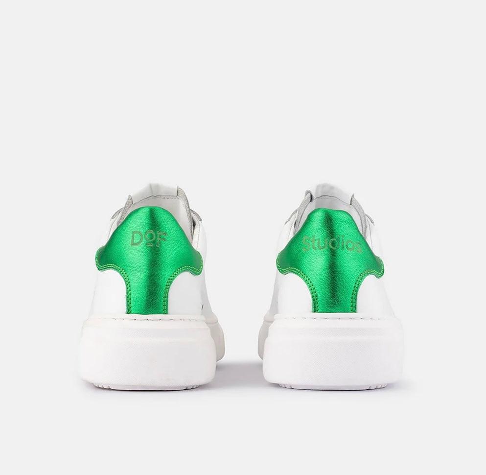 DOF Sofia Sneaker in White/Green Metallic - the tartan fox