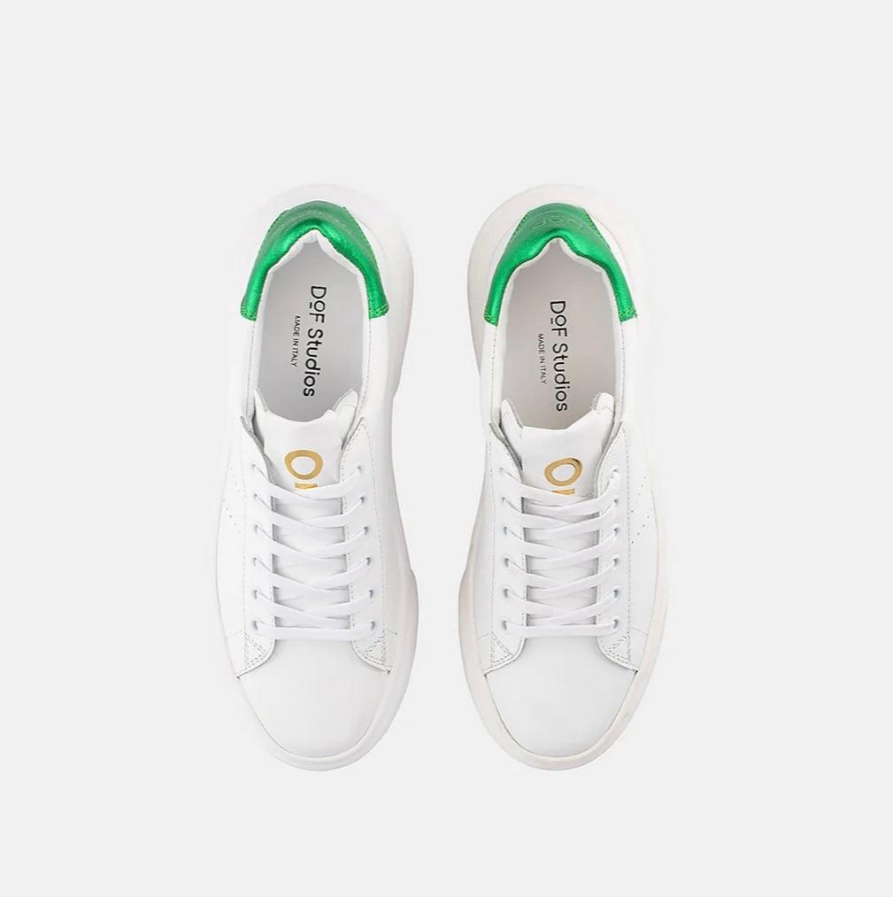 DOF Sofia Sneaker in White/Green Metallic - the tartan fox