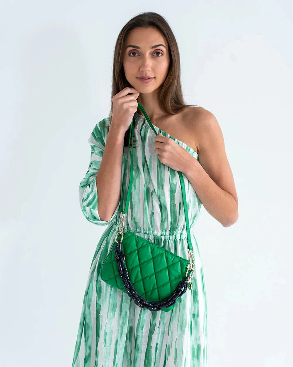 Elms + King Milano Cossbody Bag in Green - the tartan fox