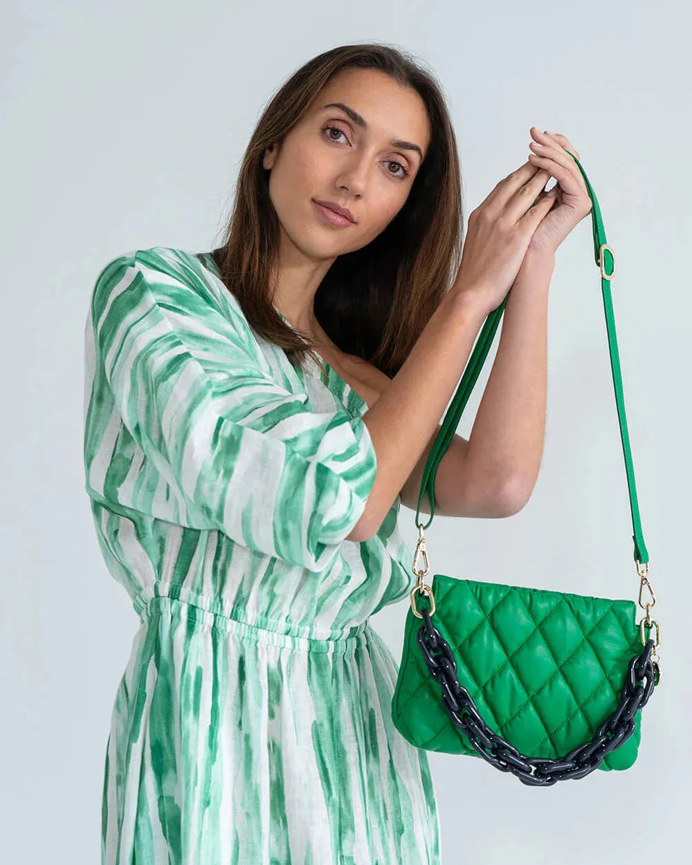 Elms + King Milano Cossbody Bag in Green - the tartan fox