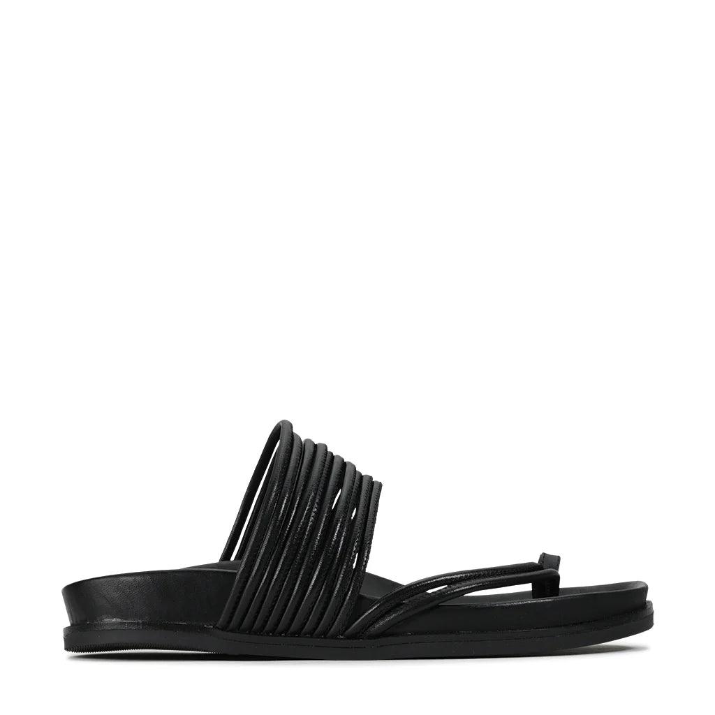 EOS Carmella Sandals in Black Leather - the tartan fox