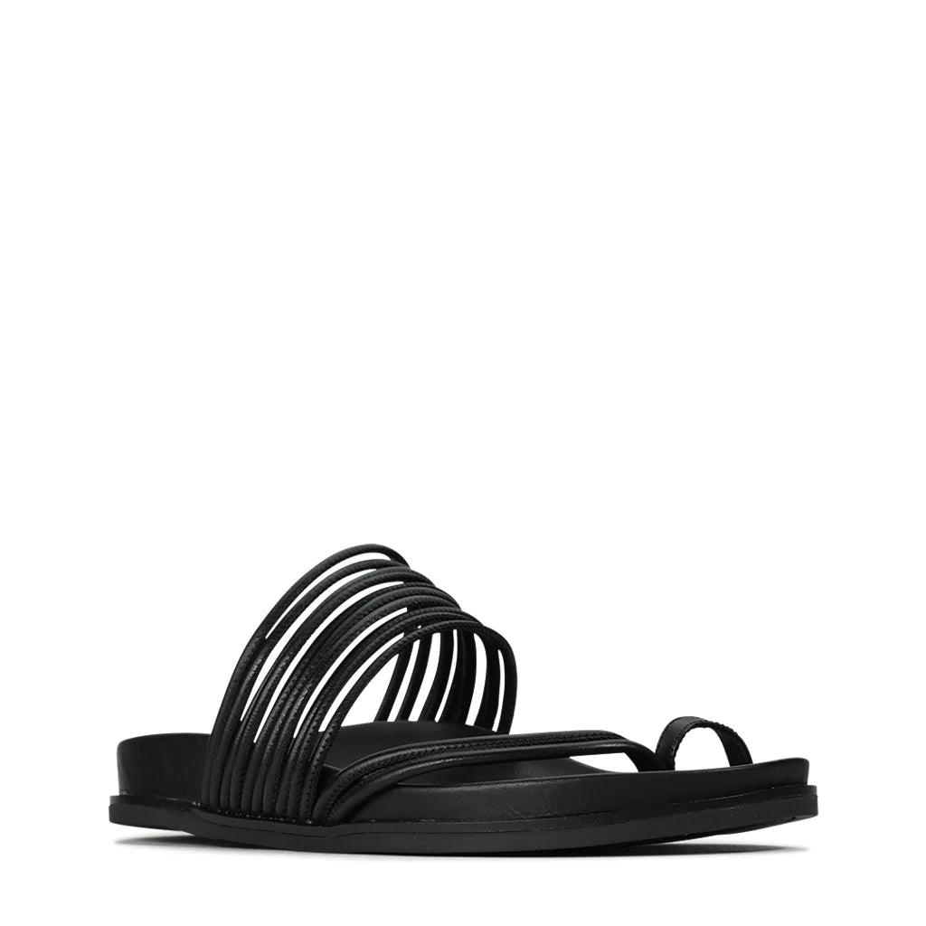 EOS Carmella Sandals in Black Leather - the tartan fox