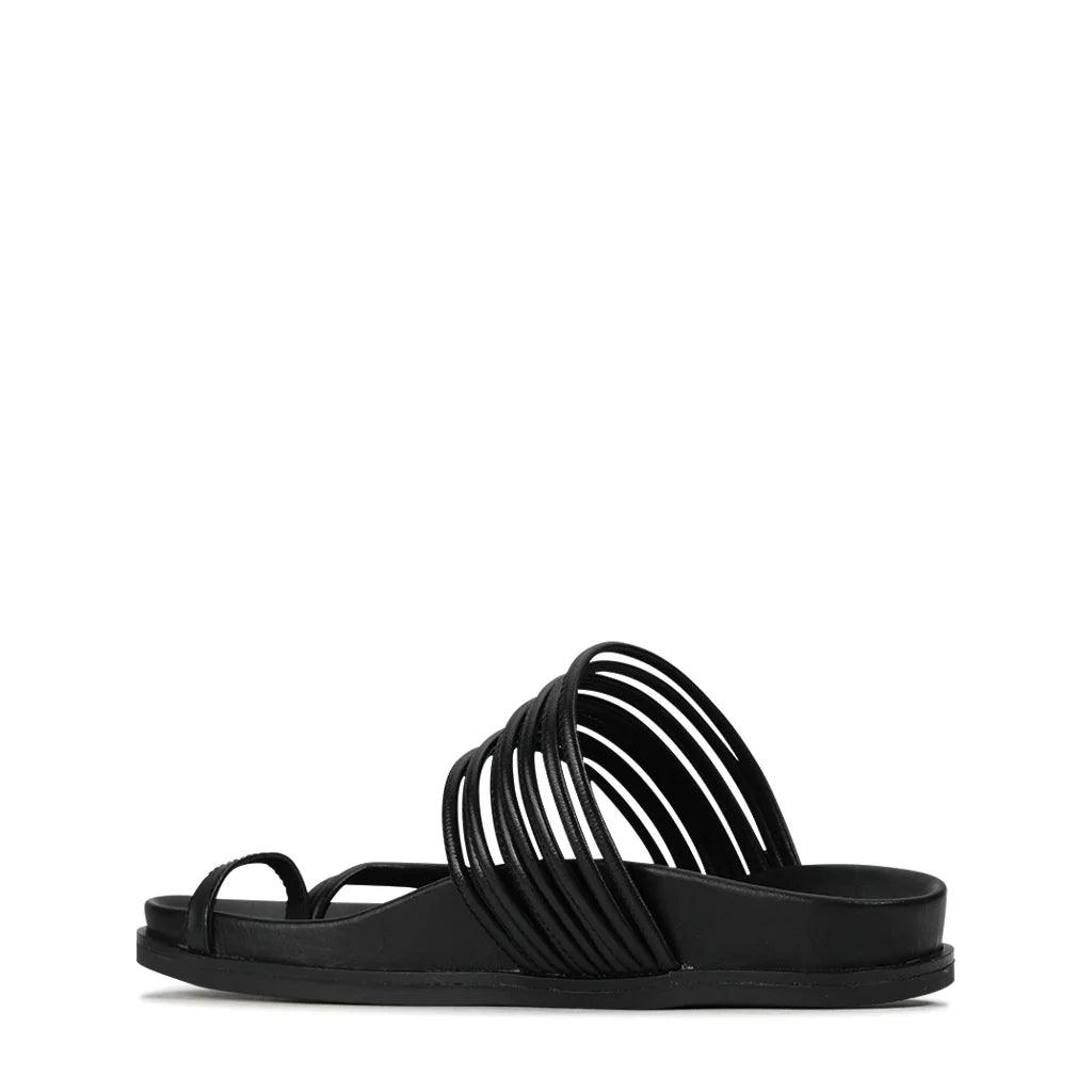 EOS Carmella Sandals in Black Leather - the tartan fox