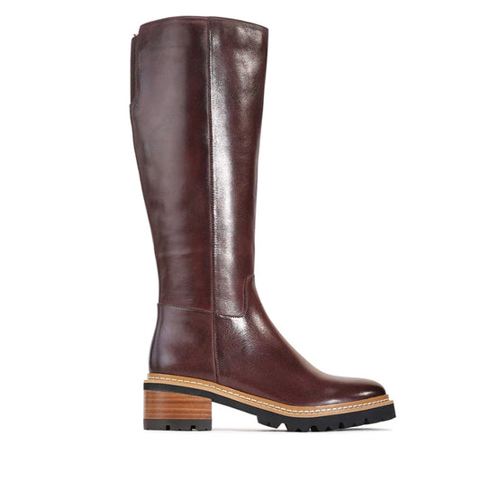 EOS Lindeta Leather Long Boots in Chestnut - the tartan fox