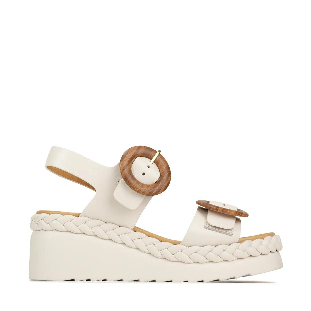 EOS Menorca Platform Sandal in Bone Leather - the tartan fox