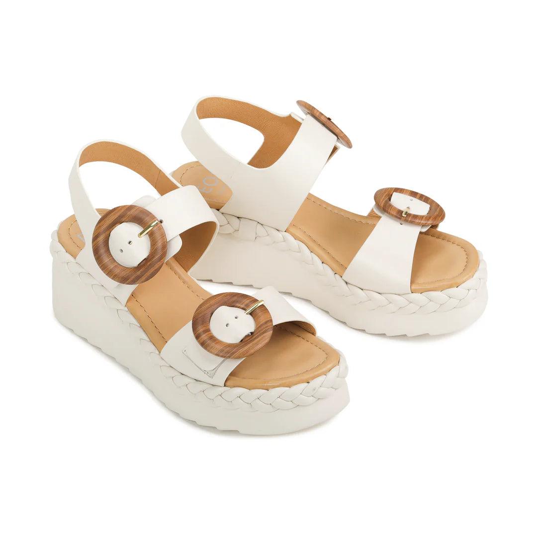 EOS Menorca Platform Sandal in Bone Leather - the tartan fox