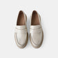 Goldie the Label Ophelia Leather Loafer in Ivory - the tartan fox