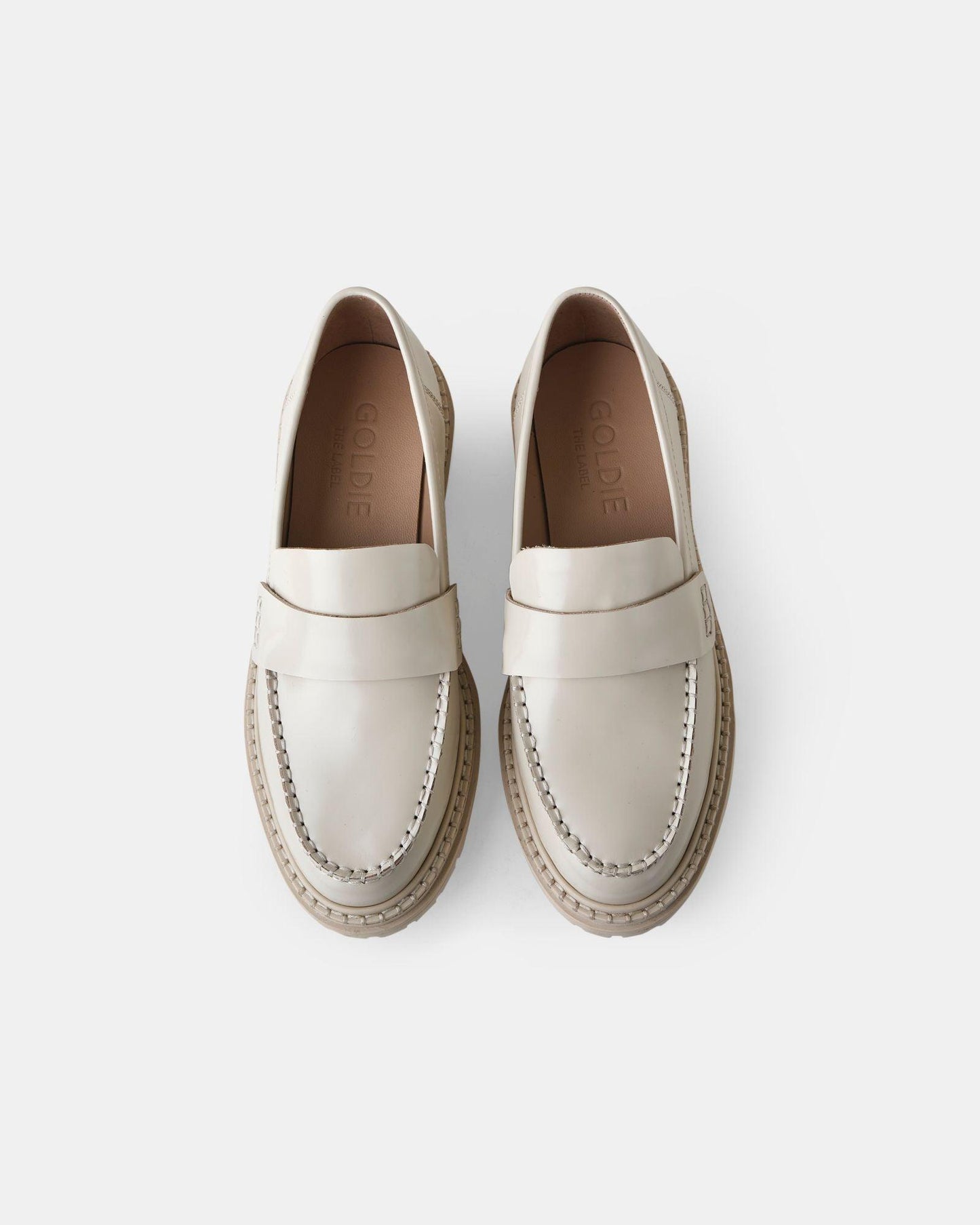 Goldie the Label Ophelia Leather Loafer in Ivory - the tartan fox