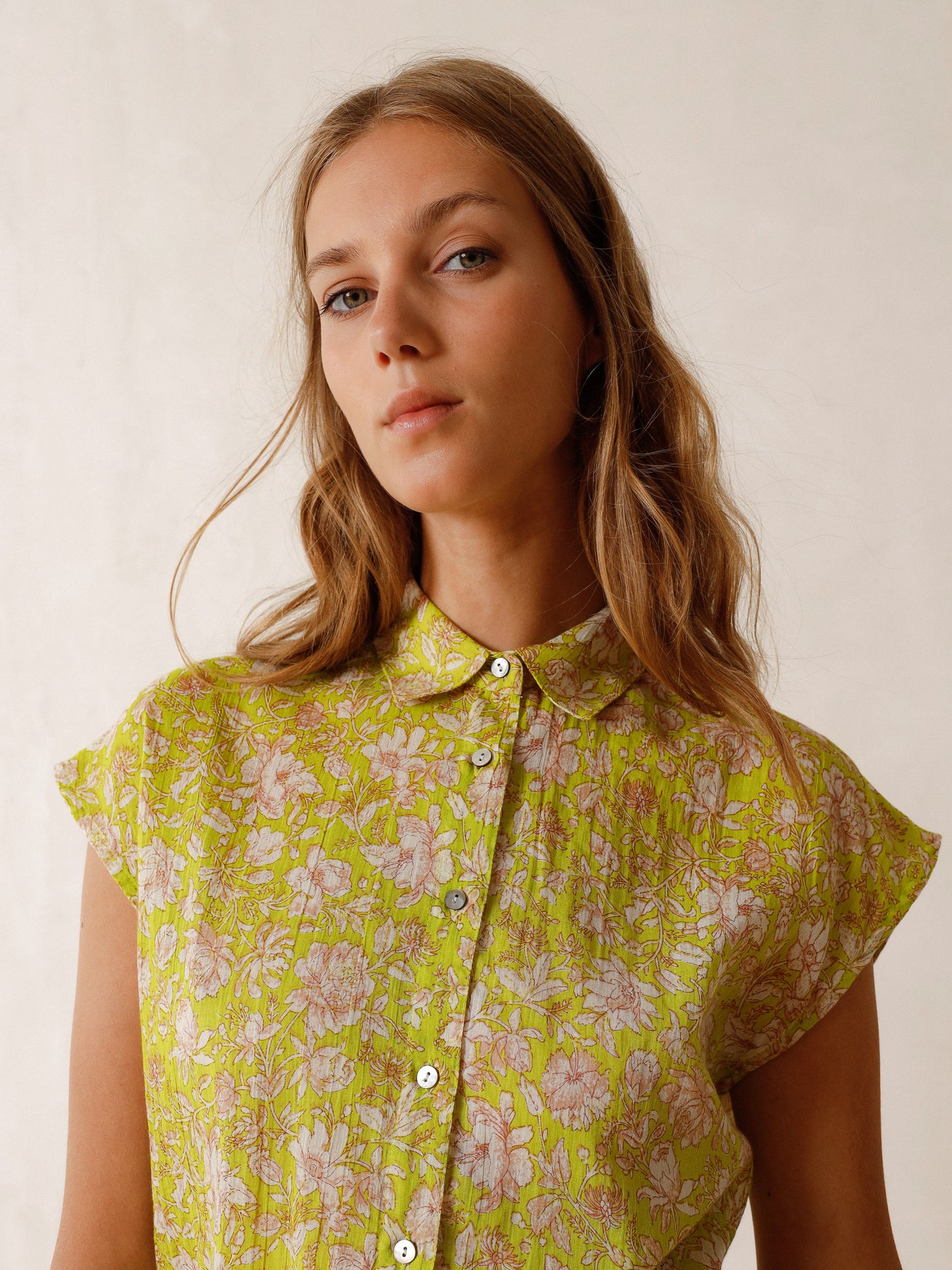 Indi & Cold Cap Sleeve Shirt in Fluoro Lime - the tartan fox