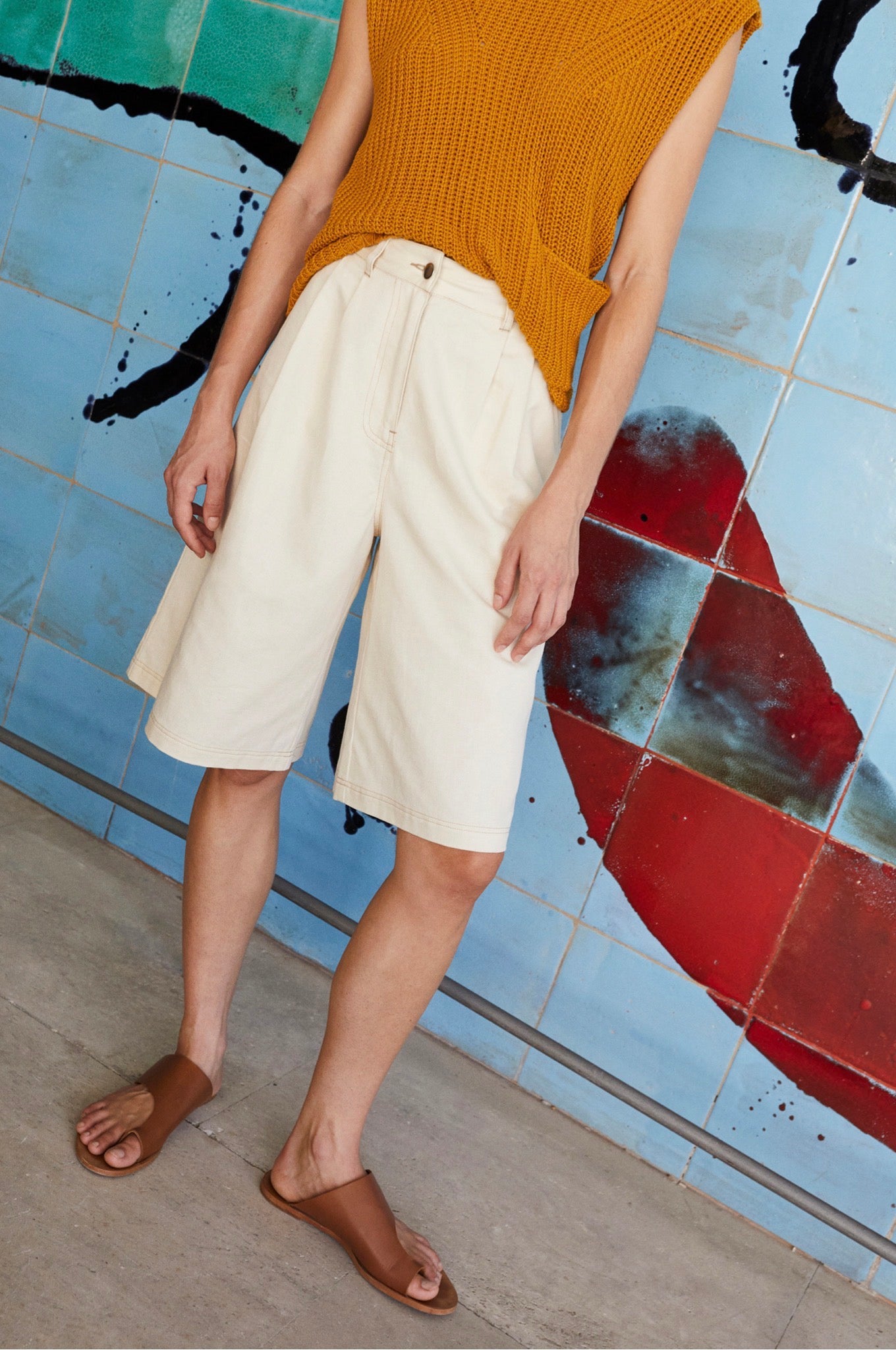 Indi and Cold Contrast Stitch Bermuda Shorts
