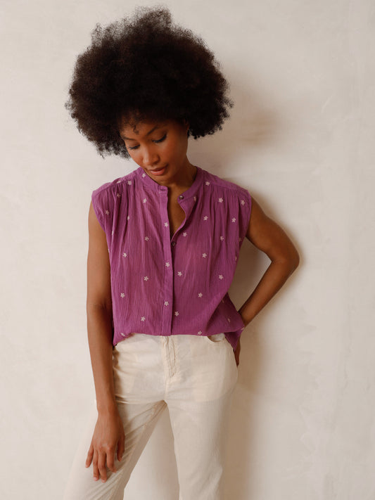 Indi & Cold Crepe Gauze Shirt in Purple - the tartan fox