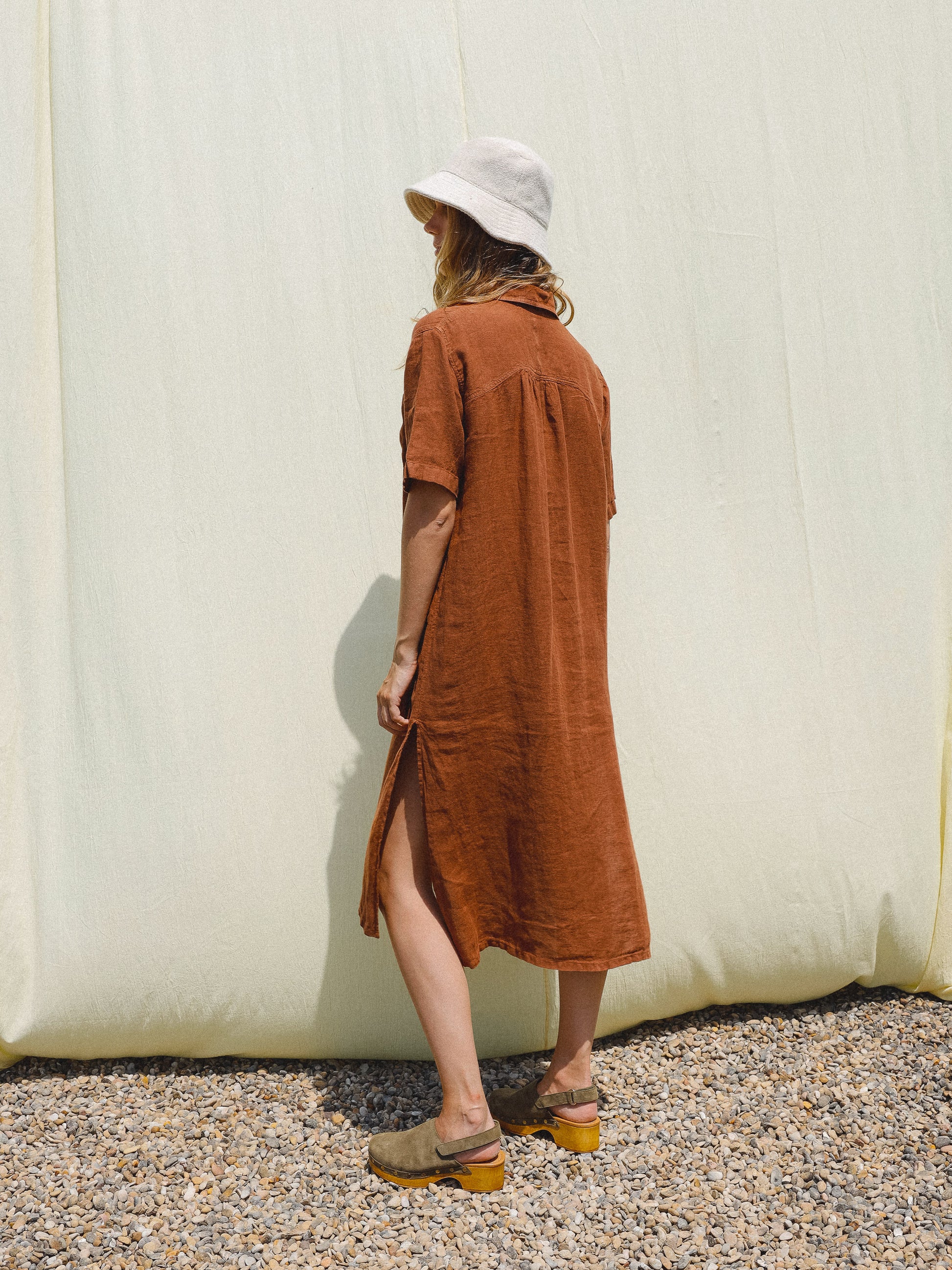 Indi & Cold Linen Shirt Dress in Cinnamon - the tartan fox