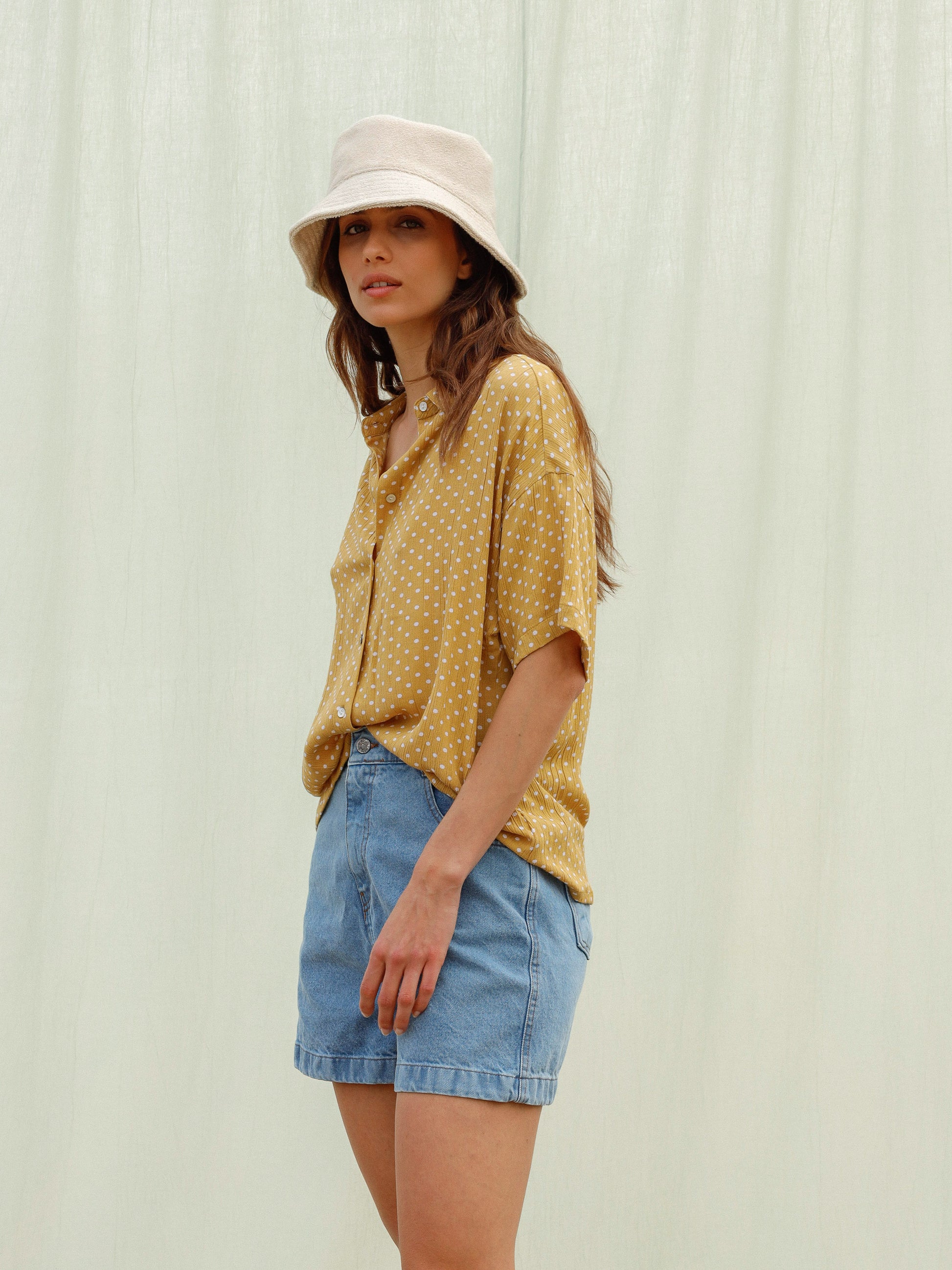 Indi & Cold Polka Dot Shirt in Mustard - the tartan fox