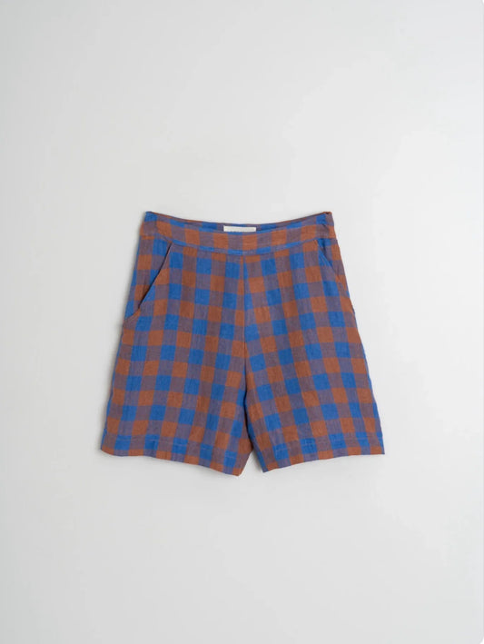 Indi and Cold Retro Vichy Shorts in Azul Klein Check