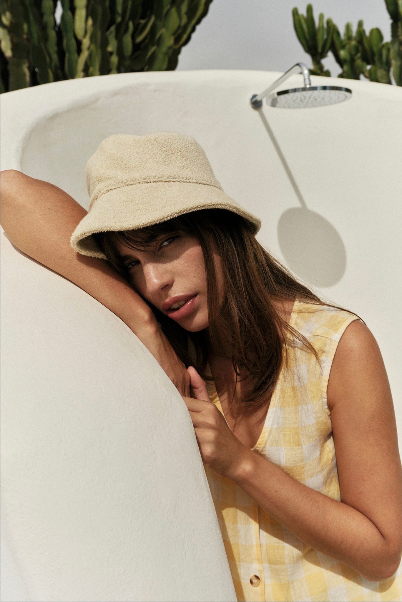 Indi and Cold Retro Vichy Top in Mandarina