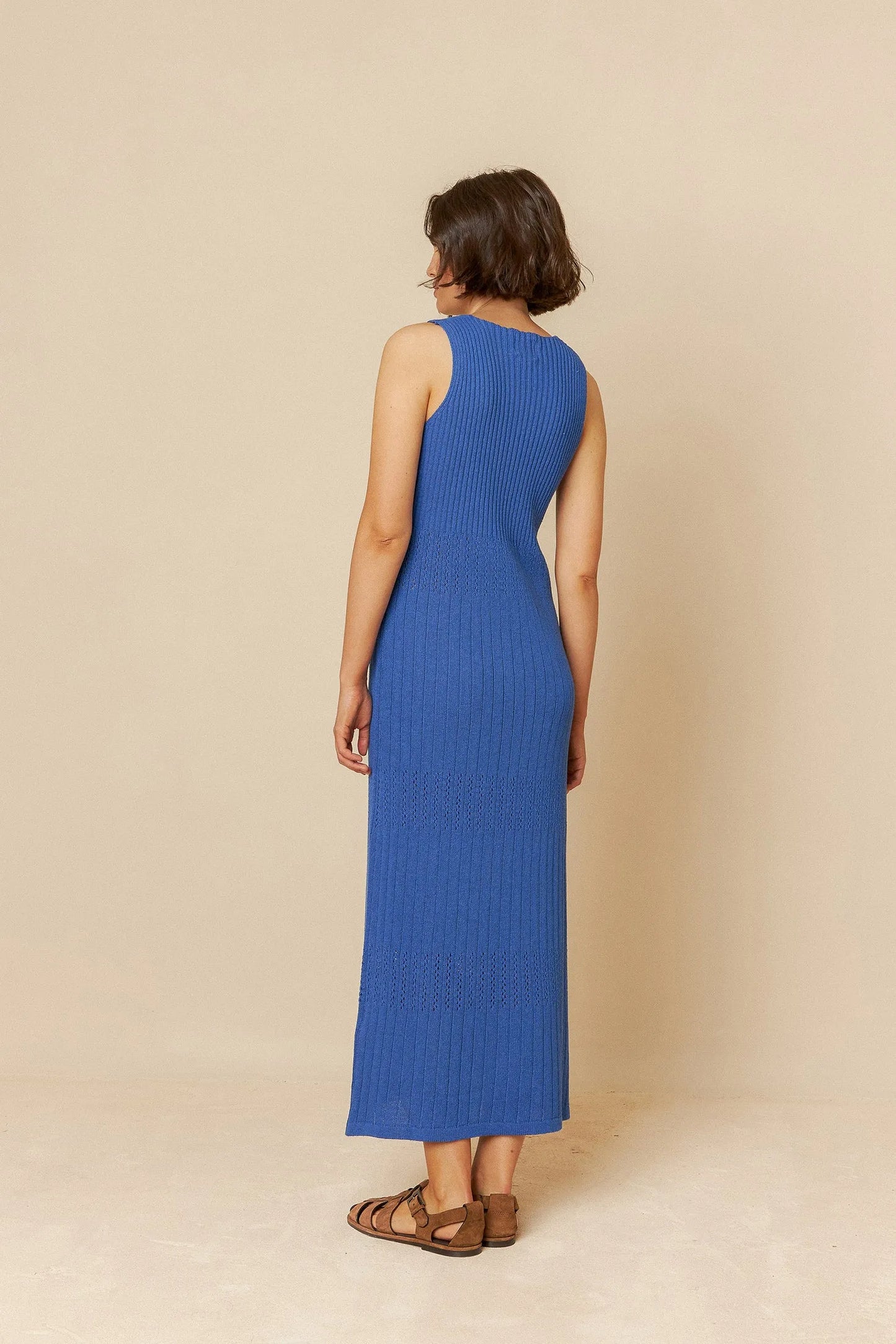 Indi and Cold Ribbed Knit Dress in Azul