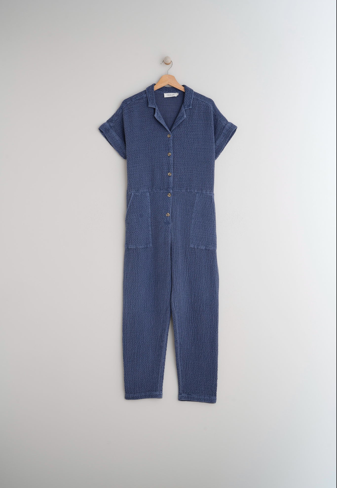 Indi & Cold Rustic Jacquard Jumpsuit in Indigo - the tartan fox