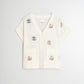 Indi and Cold Short Sleeve Embroidered Shirt in Crudo