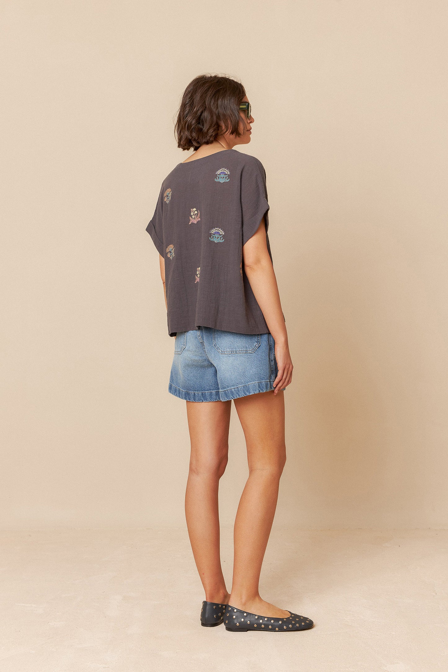 Indi and Cold Short Sleeve Embroidered Shirt
