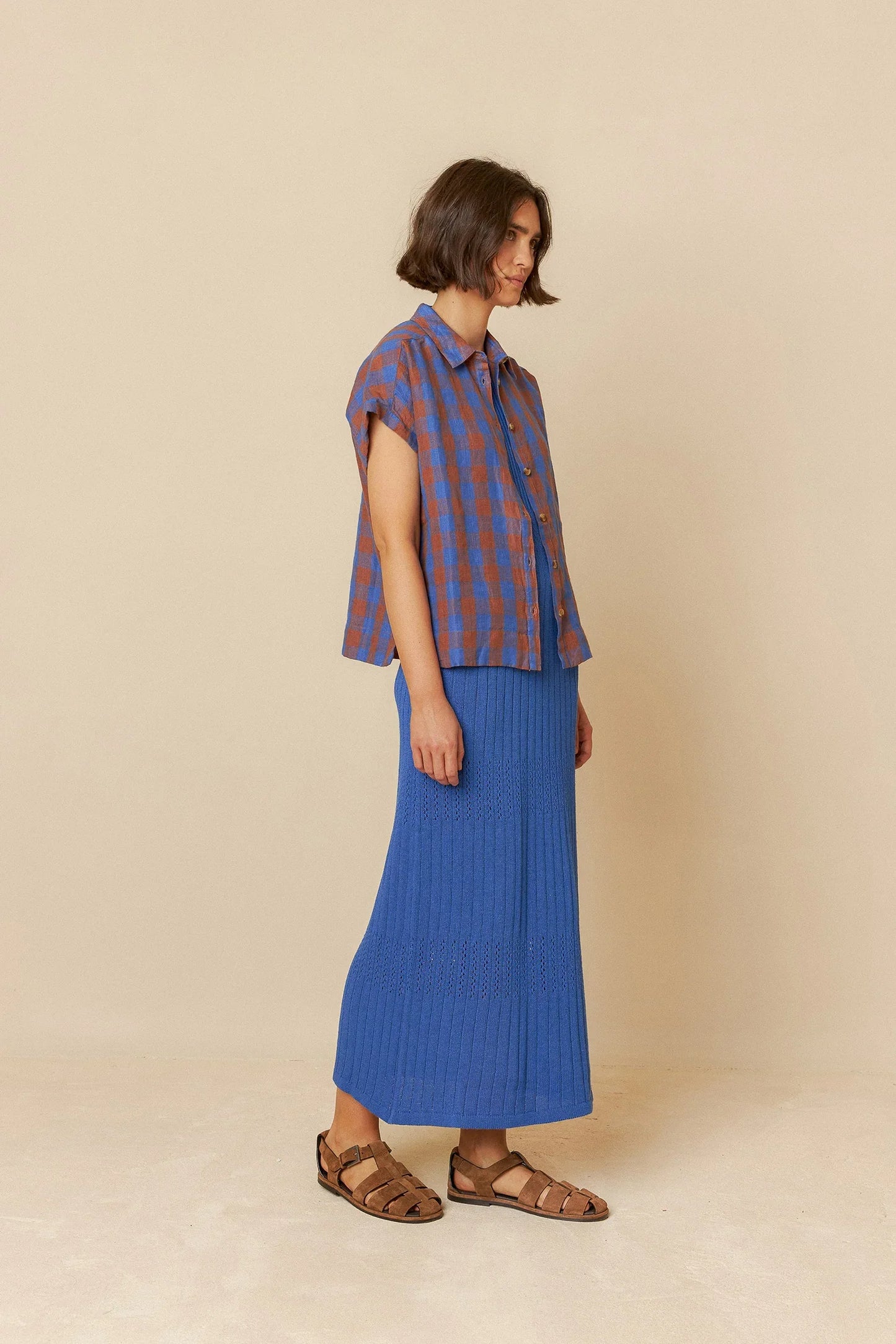 Indi and Cold Vichy Check Shirt in Azul Klein Check