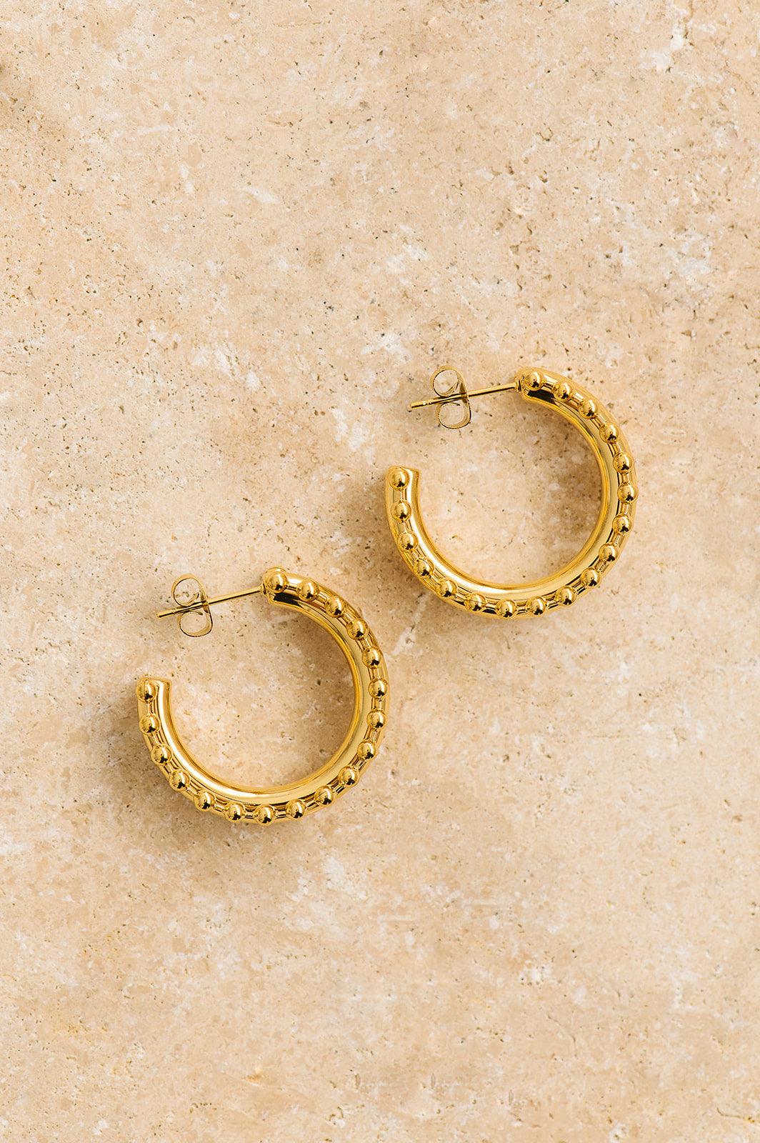 Indigo and Wolfe Bohemia Yellow Gold Plated Hoop Earrings - the tartan fox