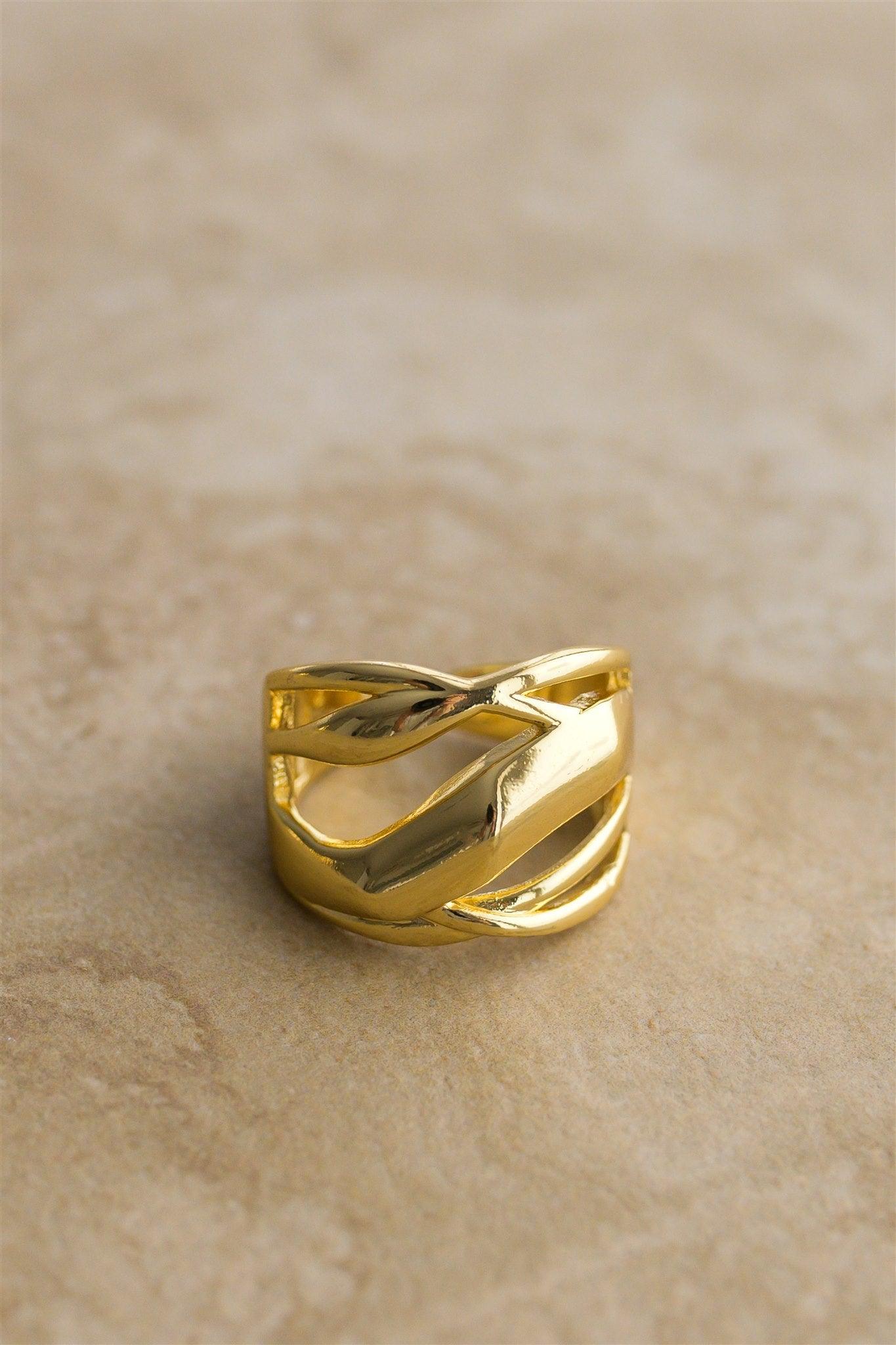 Indigo and Wolfe Paris Ring S925 Gold Plated Adjustable Ring - the tartan fox